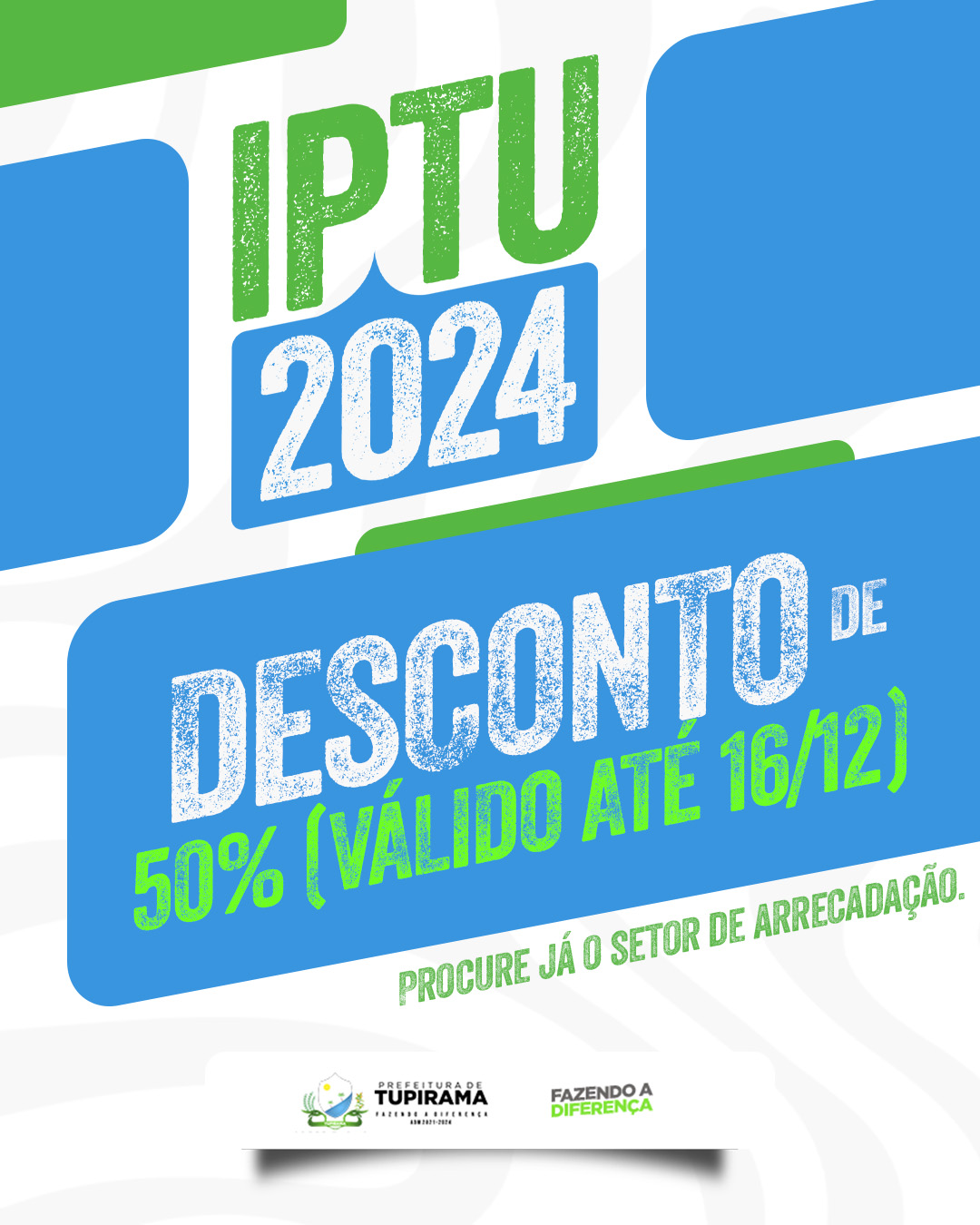 IPTU COM DESCONTO DE 50%, APROVEITE!